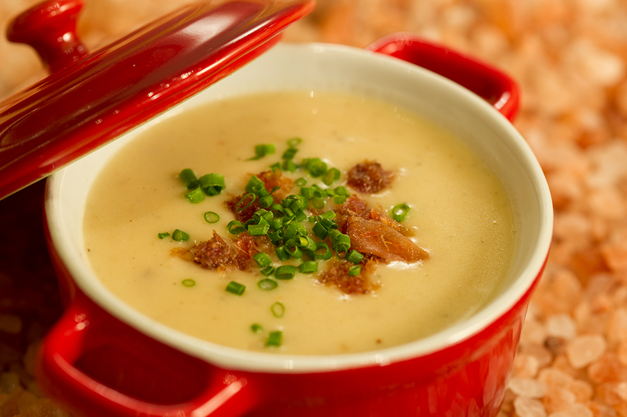 Canadian Cheddar and Bacon Soup served with a Prop & Peller® Pretzel Roll