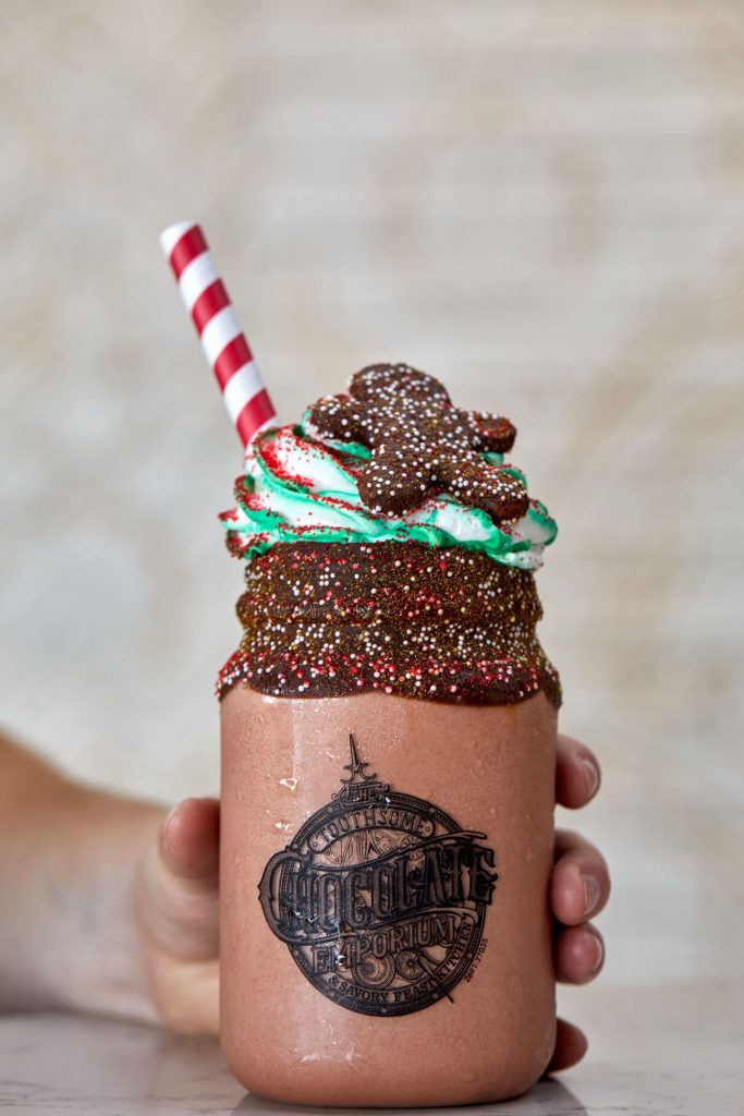 Gingerbread Shake: Loaded with the classic gingerbread flavor and a twist of chocolate, this delicious and Instagram-worthy milkshake is available at The Toothsome Chocolate Emporium & Savory Feast Kitchen.