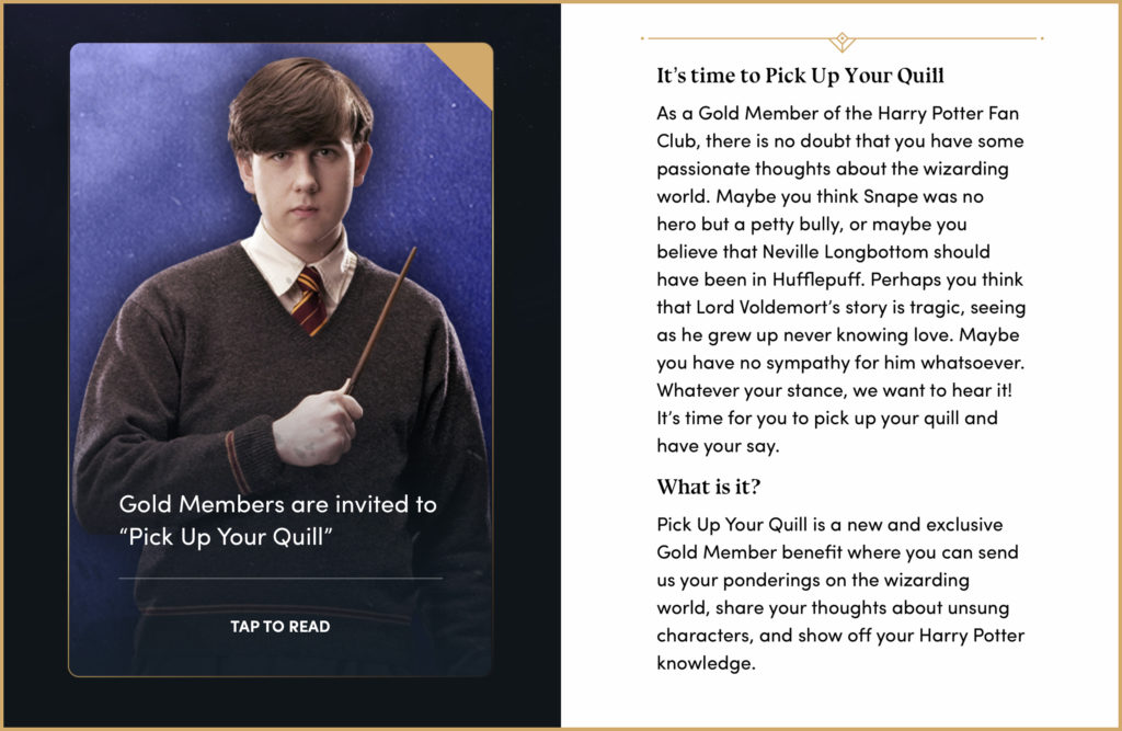 Harry Potter Gold Club Member 