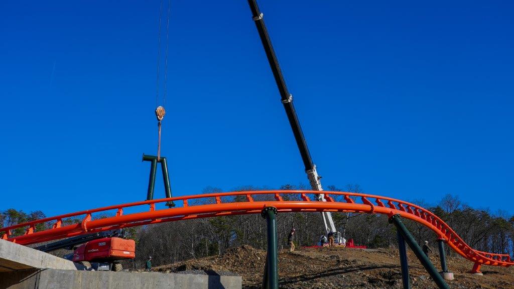 Final Piece of Track Installed at Dollywood's Big Bear Mountain roller coaster