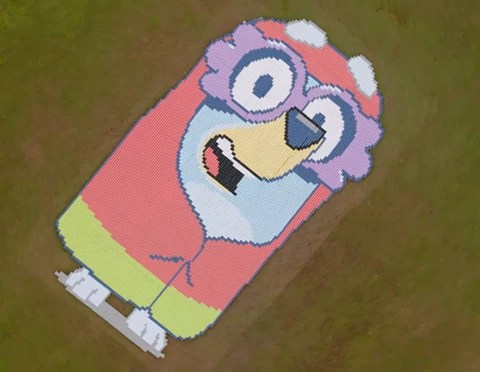 A “Granny-Sized” Reveal: Alton Towers Unveils Massive Bluey Portrait Made of Beans