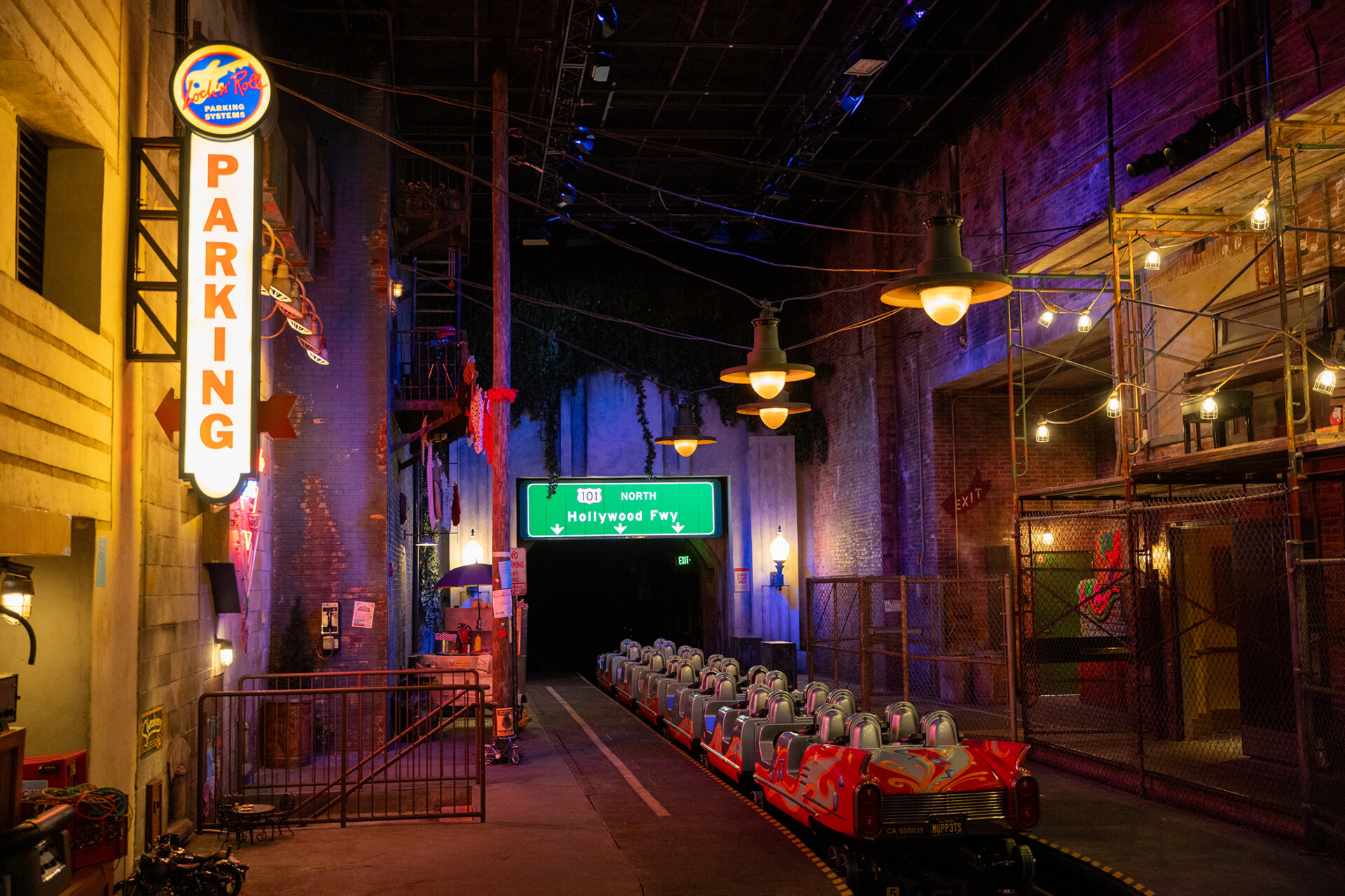 The new launch platform for the Rock 'n' Roller Coaster Starring The Muppets features a giant LED screen with Animal counting down the launch