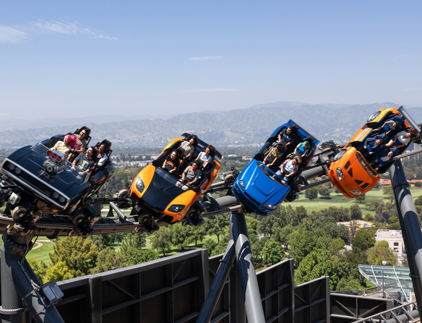 Fast & Furious: Hollywood Drift outdoor roller coaster at Universal Studios Hollywood