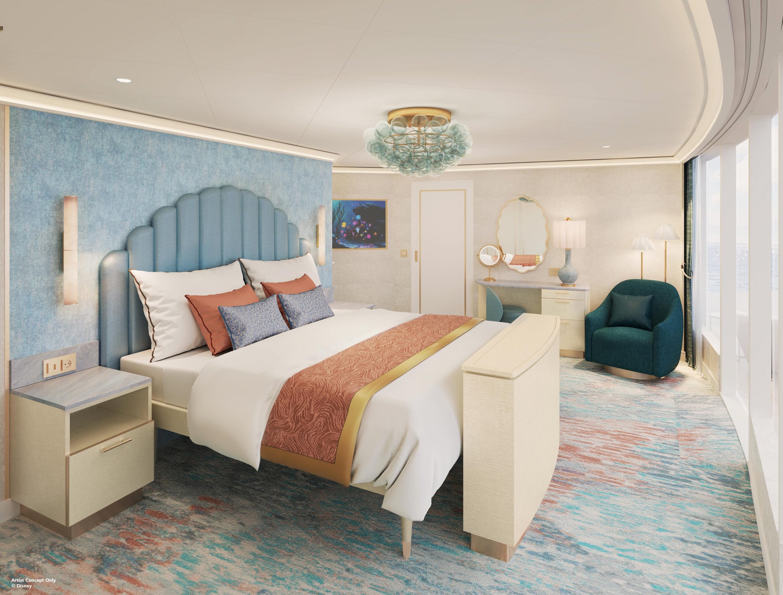 The Royal Reef Suites will feature colors and patterns from The Little Mermaid